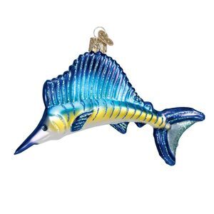 Old World Christmas Fishermans Trophy Fish Sailfish Glass Holiday Ornament